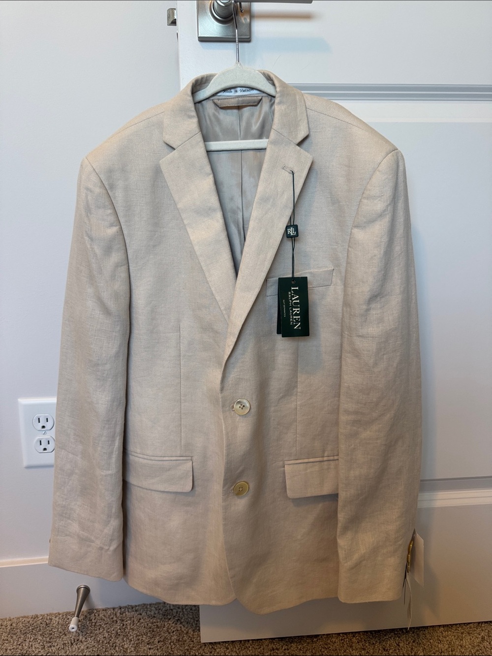 NWT Boy's Ralph Lauren Light Beige 100% Linen Suit Jacket